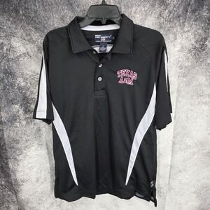 Texas A&M Aggies Polo Shirt Mens Medium Black Pro‎ Celebrity Sport NCAA Football